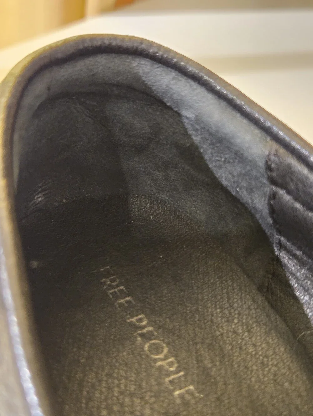 Free People Black Leather Chunky Penny Loafers